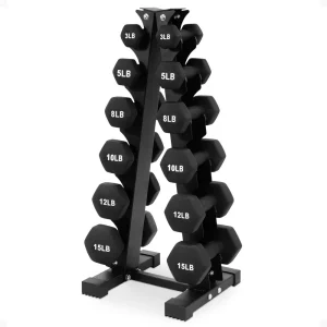 Dumbbell Set with Stand, Neoprene Coated Hand Weights