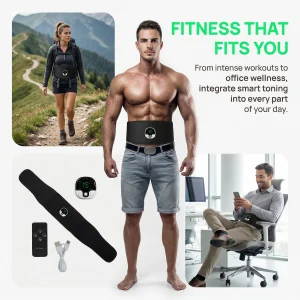 EMS Ab Stimulator Belt - Wireless Ab Muscle Stimulator with LCD Display, 8 Modes & 19 Intensities